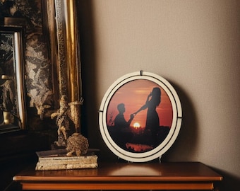 Laser Cut Round Wooden Photo Frame SVG Template: 3mm Plywood