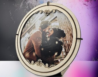 Laser Cut Wood Photo Frame: Father & Child Silhouette (SVG, DXF, PDF Files)