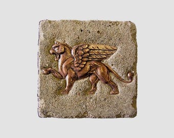 Bronze Griffin Decorative Tile - Left Facing