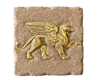 Gold Griffin Decorative Tile - Right Facing