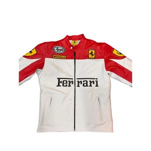 Veste rouge Ferrari | Veste vintage Ferrari | Blouson en cuir Ferrari | Veste de course