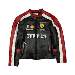 Blouson aviateur noir Ferrari | Blouson de motard Ferrari | Bomber noir | Veste homme
