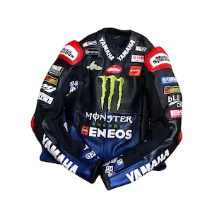 MotoGP biker racing Leather Jacket genuine Cowhide Bikers Racing leather Jacket road safety leather jacket for riders Yamaha Biker Jacket