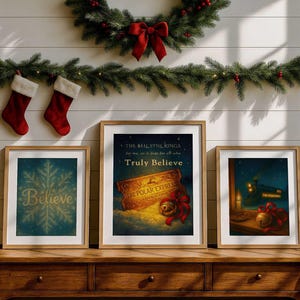 Set di decorazioni murali Polar Express / Finestra Believe, Citazione "La campana suona ancora", Trenino di Natale / Stampa per cameretta dei bambini / Download digitale