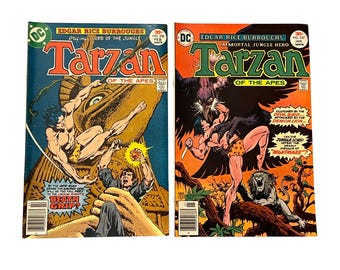 Tarzán de los Monos n.º 257-258 (1977) DC Comics FN/VF Lote de 2 ilustraciones de Kubert