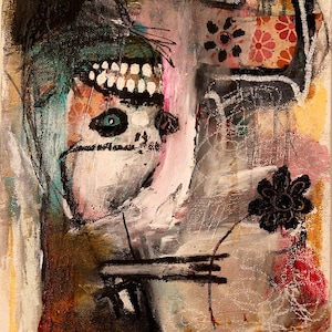 Dark Art Print. raw art, abstract portrait, childlik art, modern art print, graffiti home decor, weird art gift, outsider art
