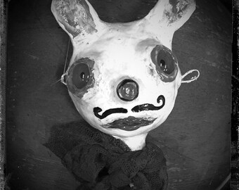 Surreal Bunny Portrait Photograph, cute rabbit photograph, fine art, dark fairytale, whimsy wall art, kids room wall decor, sweet face