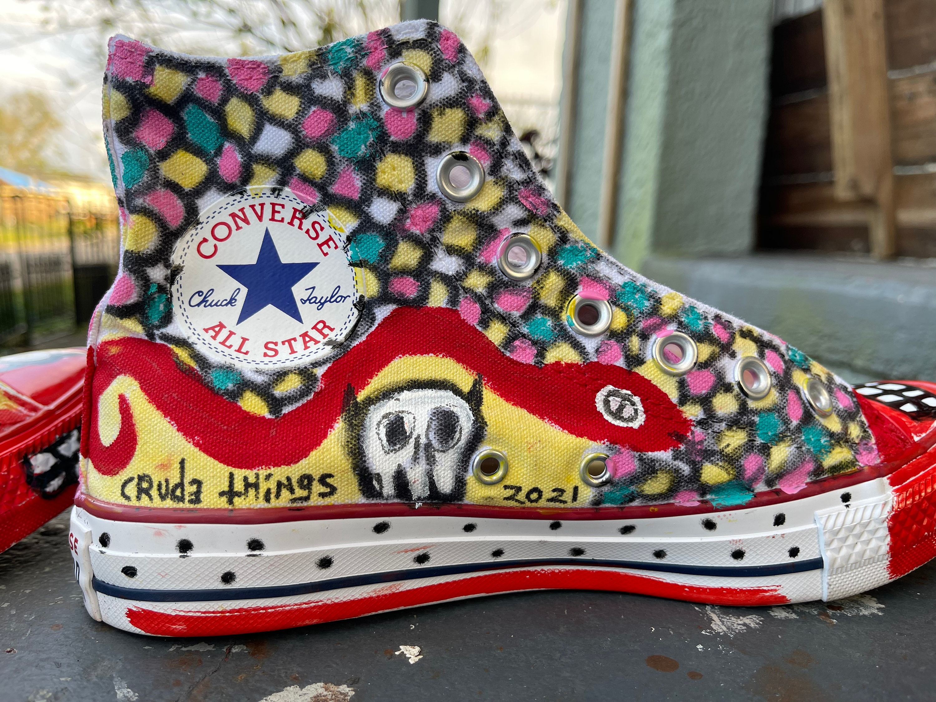decaan Vereniging Geestig Hand Painted Converse Graffiti Sneakers Clown Streetwear - Etsy
