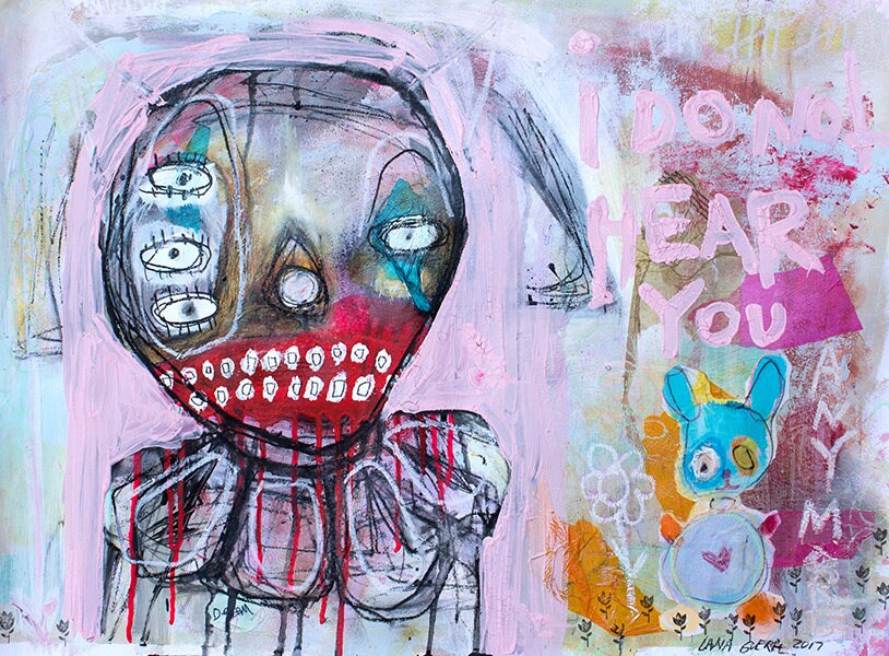 抽象的なピエロの肖像画のアートプリント。モダンアートプリント