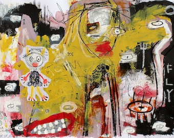 Impressão de arte abstrata oculta. arte estranha, artbrut, arte negra, arte de parede de bruxa, decoração de graffiti, arte kunst temperamental, para ele, arte de cobra