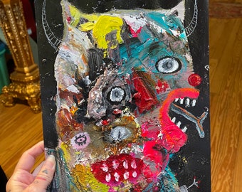 Dark Art Painting, Abstract Devil Clown Art, Baphomet Art, Goth Wall ...