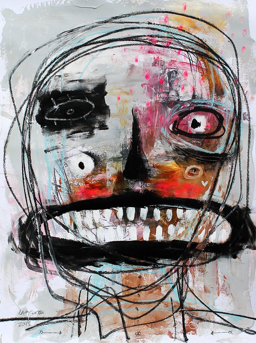 Outsider Art Print, Modern Dark Art Print, Abstract Portrait