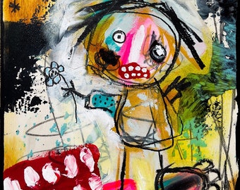 Impresión de arte oscuro. gran boca espeluznante outsider art, artbrut, Colorido arte de pared, arte gótico, extraña decoración del hogar, arte popular, lowbrow, arte crudo, kunst