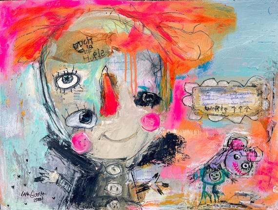 Abstract Portrait Painting Art Print, Childlike Art