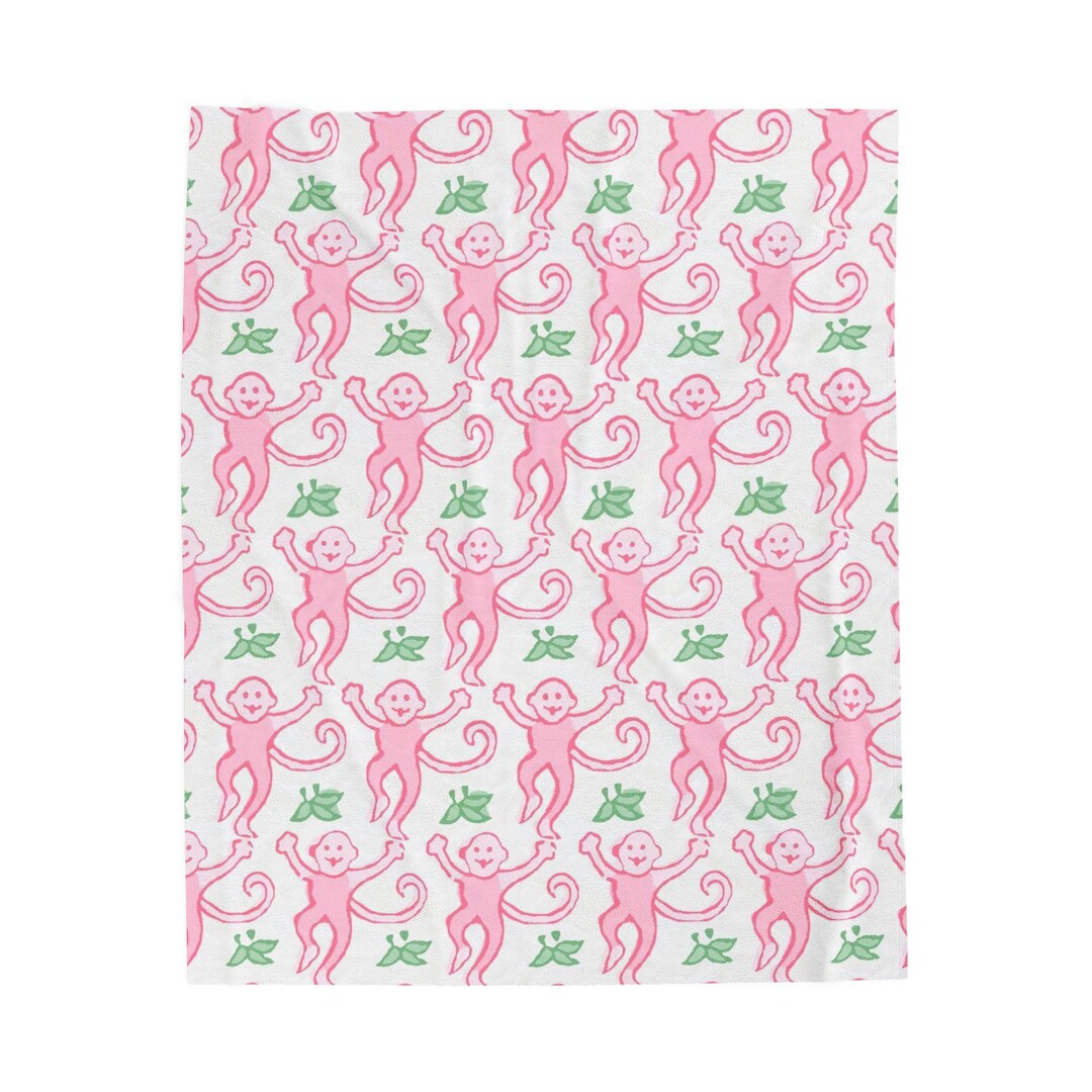 Pink Roller Rabbit Print Velveteen Plush Blanket College Dorm Decor ...