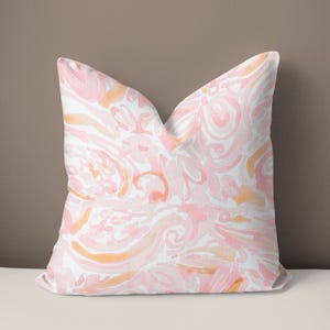 Watercolor Pink Floral Pillow Cover & Insert Grandmillennial Preppy Coquette Coastal Decor Gift Spring Summer Trendy Aesthetic