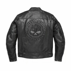 Nouveau blouson moto en cuir de vachette véritable réfléchissant tête de mort Harley Davidson pour hommes, veste de motard, un excellent cadeau pour les motards.