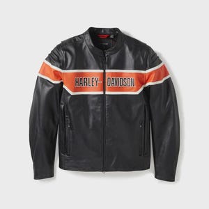Nouveau blouson d'équitation en cuir Harley Davidson H-D Trenton pour homme, blouson de course moto HD en cuir véritable, cadeau premium pour lui