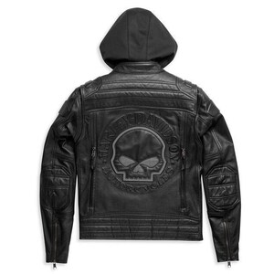 Blouson moto en cuir véritable Harley Davidson noir Auroral II 3 en 1 fait main pour homme, motard, cadeau personnalisé