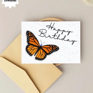 Monarchfalter Geburtstagskarte | Digitale Geburtstagskarte | Alles Gute zum Geburtstag | Geburtstagskarte für Freund | Schlichte Karte zum Geburtstag