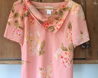 Sweet 1990s Studio 1 Peach Blouse Shirt Floral Print