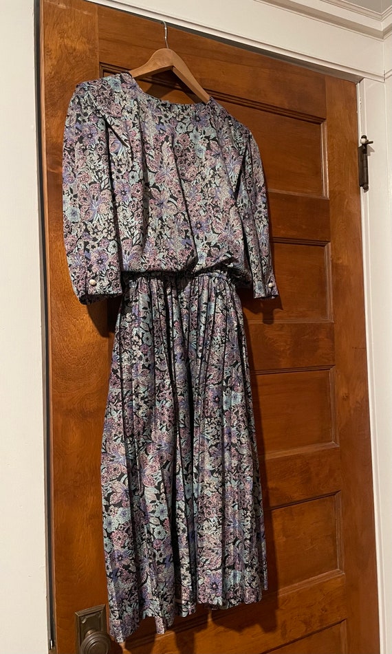 Vintage Y2K Dress Blouson Midi Dress Floral  MCS L