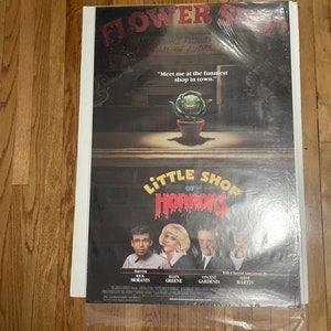 Póster original de la película La pequeña tienda de los horrores, hoja de 1986. Rick Moranis, Steve Martin, John Candy, Frank Oz, De repente, Seymour, LSOH