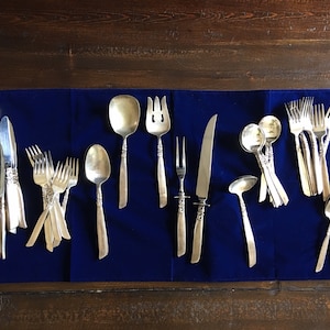 1955 South Seas Community Silver Serving Flatware 51 pc Knife and Fork Carving Serving