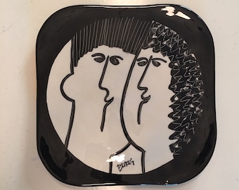 Jiri Bures Memphis Design Art Ceramic Signed Plate Australian Ceramicist