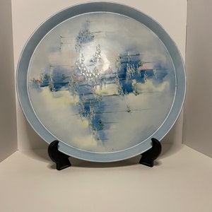 Limoges P&P  France Porcelain Hand Painted Vanity Tray Forget Me Nots Signed Seymour 1900s