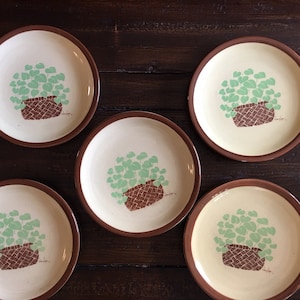 Vintage Nancy Lynn Circa 1960s Basket Ivy Plates Set of Five Rare Rustic Dinnerware Ivy Plants Dining Plates Ivy Plates Botanical Dinnerware