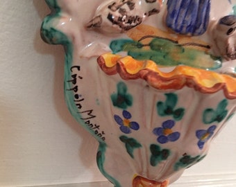 Vintage Cippola Montana Wall Pocket Vase Majorca Peace and Love