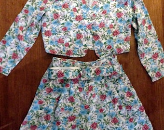Rampage 3 Pc. Floral Skort & Jacket with Wide Belt 90s, Pretty in Pink, Large