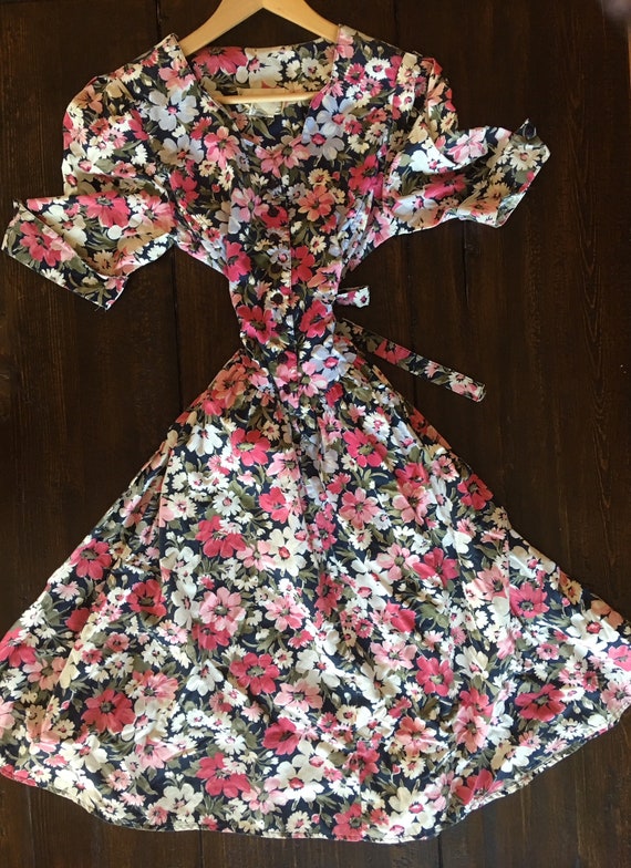 1990s Floral Prairie Dress Country Romance Dress G