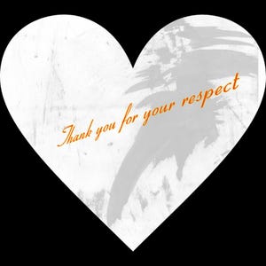 Design de coração com "Obrigado pelo seu respeito" - Download digital para impressão e uso pessoal