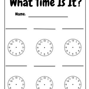 Teachers time telling worksheet bundle – 10 printable black and white pages to teach students how to tell time. Includes analog clock activities, hour and minute practice, fun time telling exercises, and various worksheet designs. Perfect for elementary teachers, homeschool parents, first grade, second grade, special education, math centers, morning work, time units, digital download, and classroom resources