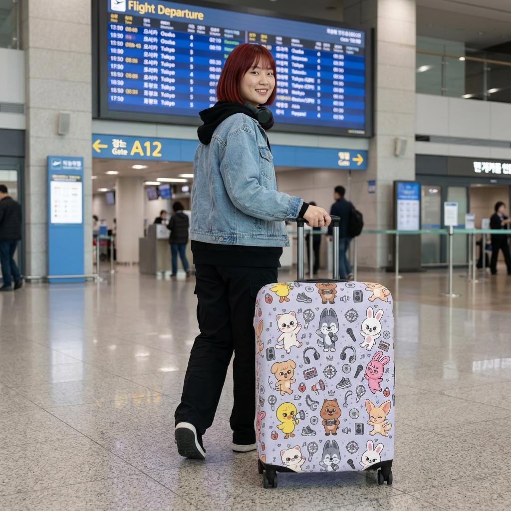 Stray Kids Luggage Cover SKZOO Travel Accessory OT8 Kawaii Anime