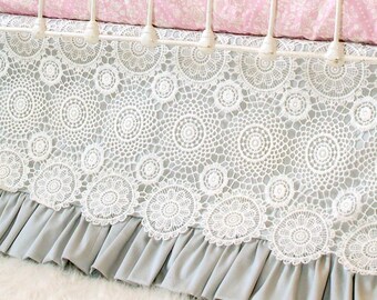 white lace crib skirt