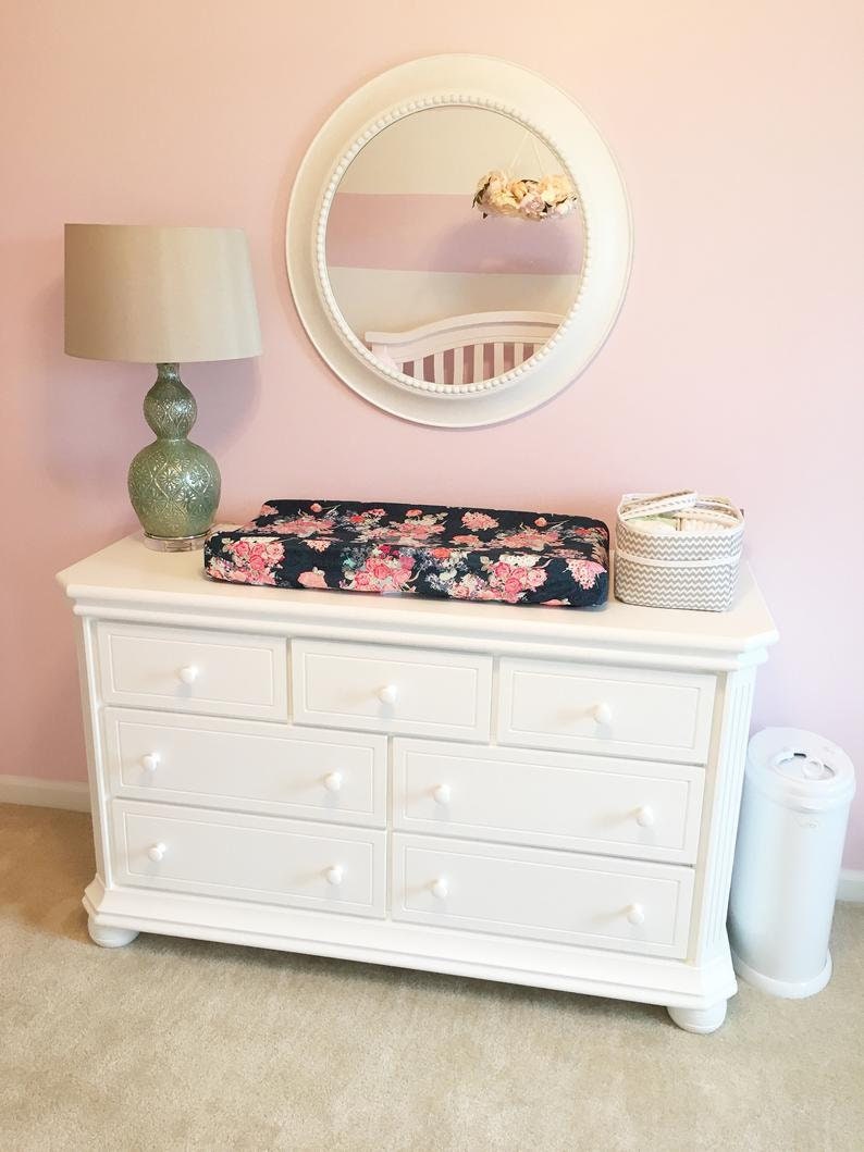 Navy Floral Crib Bedding Baby Girl Bedding Coral and Navy Etsy