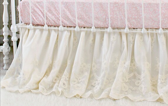 Ivory Lace Crib Skirt Vintage Crib Bedding Girl Ivory Baby Etsy