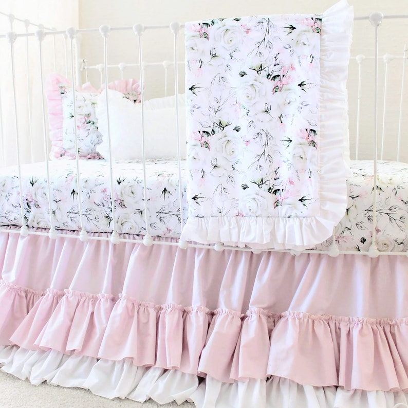 Dusty Pink Crib Bedding Set for Girls Solid Baby Bedding Crib Etsy