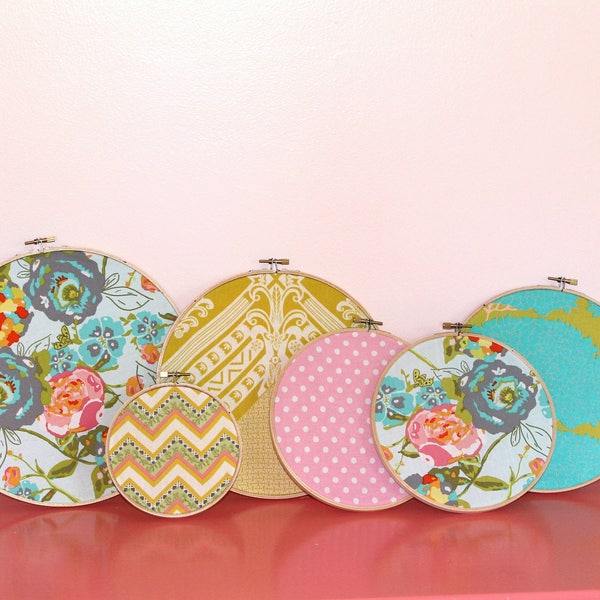 Nursery Decor - Fabric wall hoops set