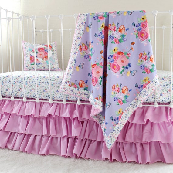 purple cot bedding