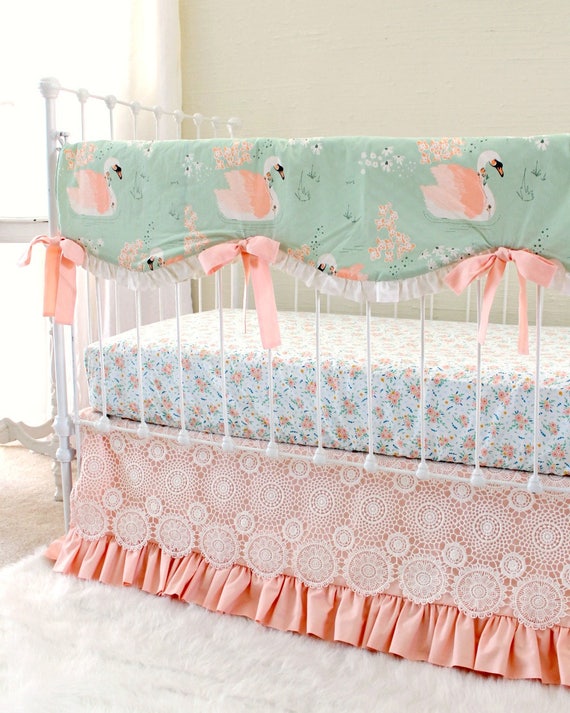 sage green crib skirt