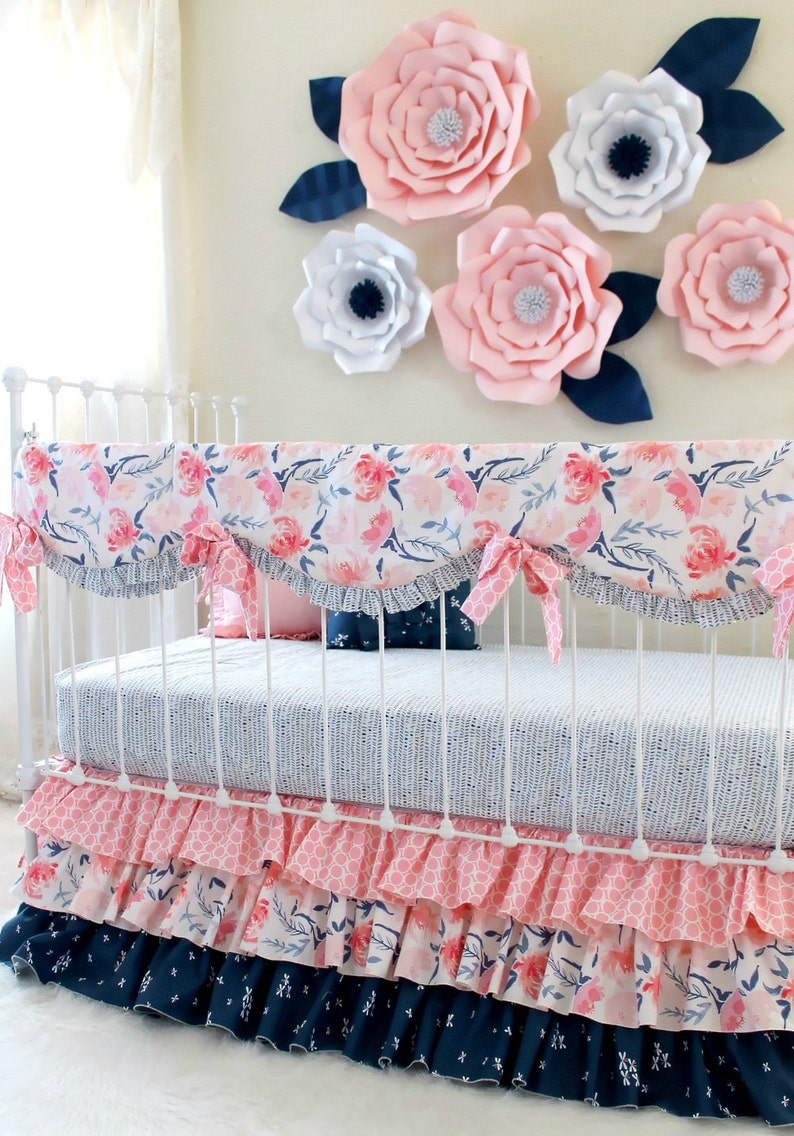 Watercolor Floral Crib Bedding Watercolor Whispers Blush Etsy