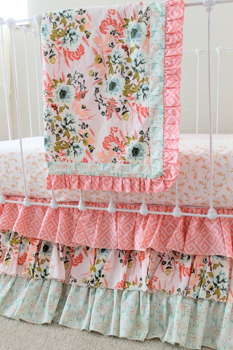Wild Posy Blush Floral Crib Sheet Baby Girl Fitted Sheets Etsy