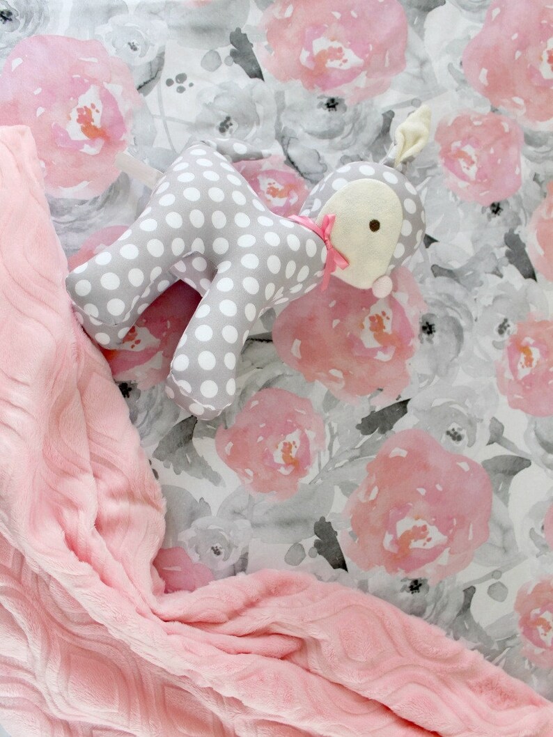 Pink and Gray Baby Girl Bedding Pink Floral Crib Bedding Etsy