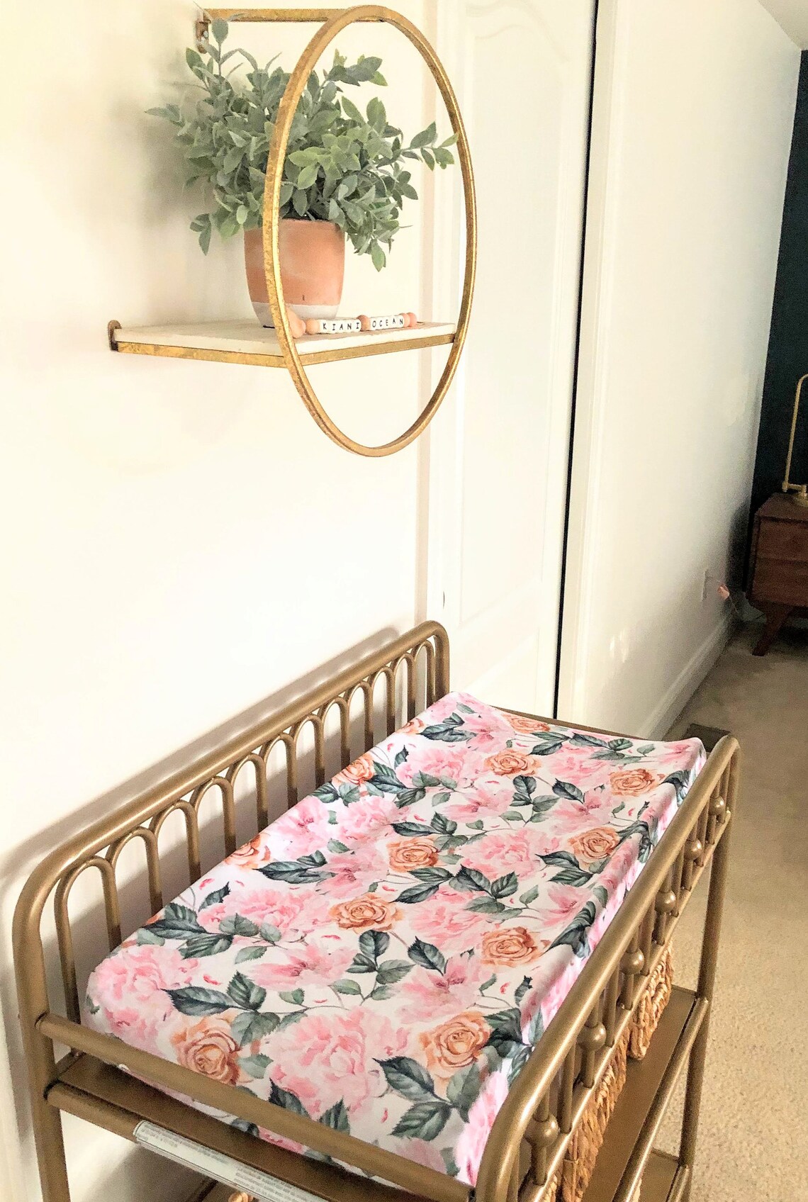 Floral Changing Pad Cover Girl Boho Floral Crib Sheet Blush Etsy