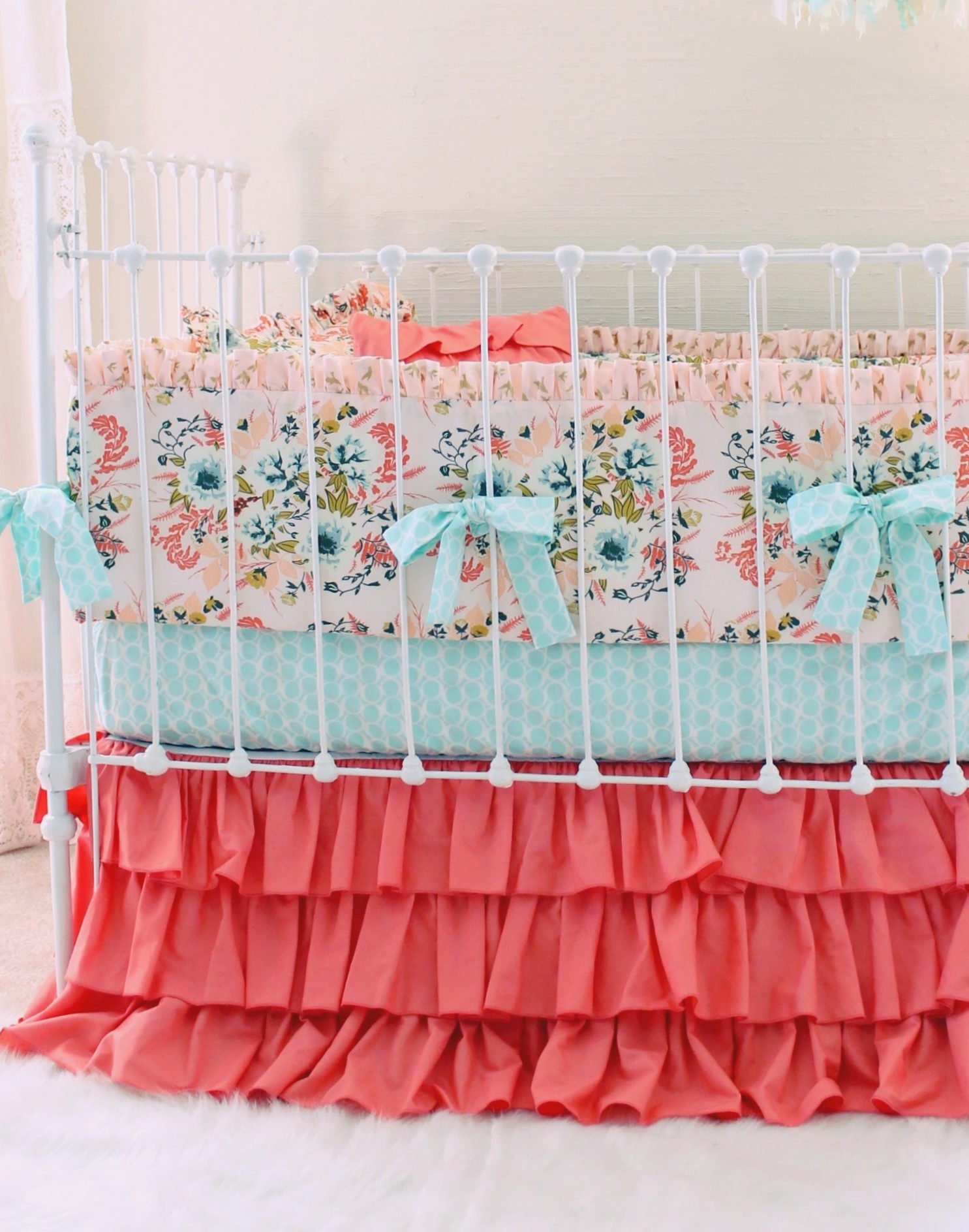 Wild Posy Blush Floral Crib Sheet Baby Girl Fitted Sheets Etsy