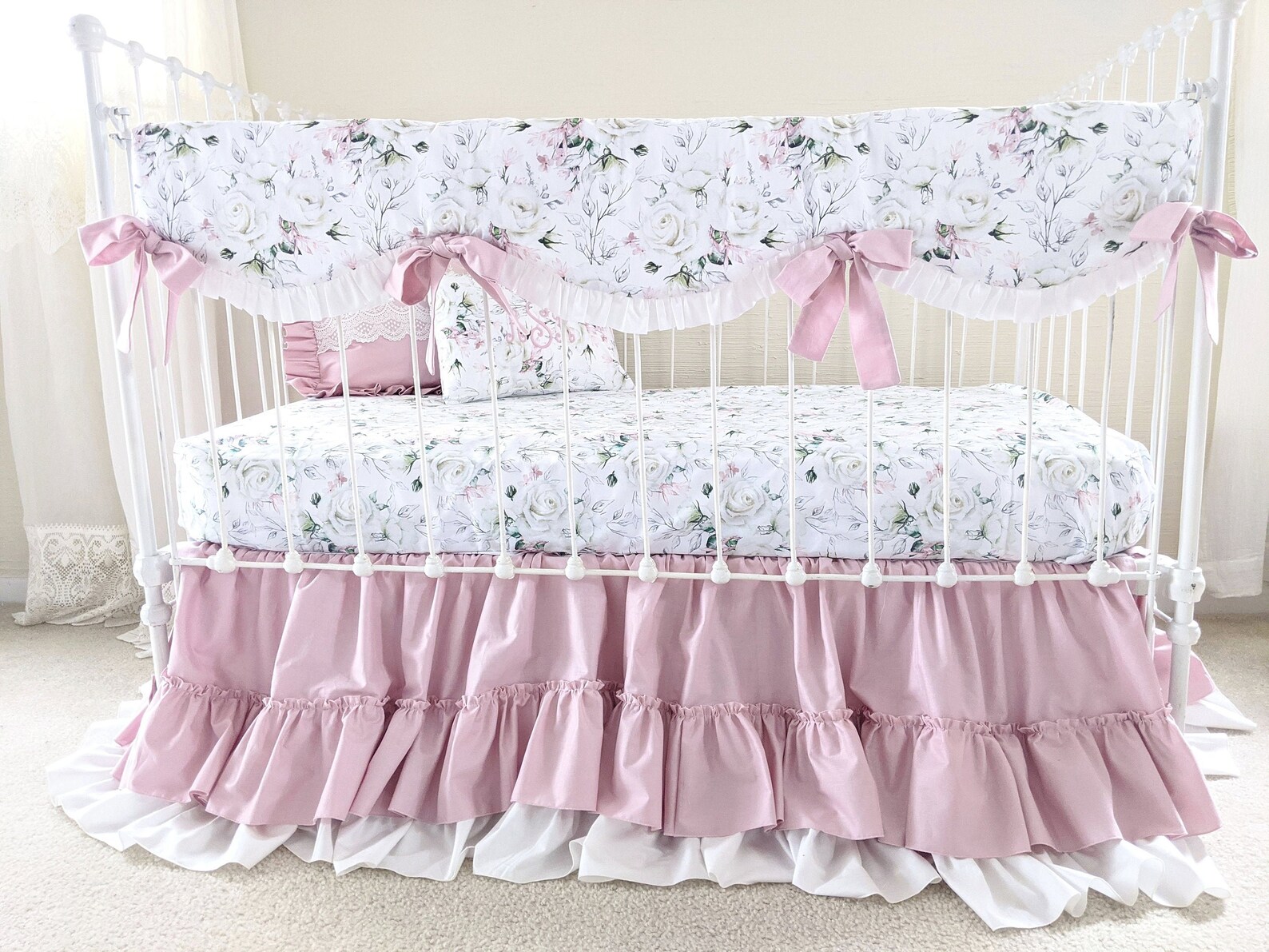 Dusty Pink Crib Bedding Set for Girls Solid Baby Bedding Crib Etsy